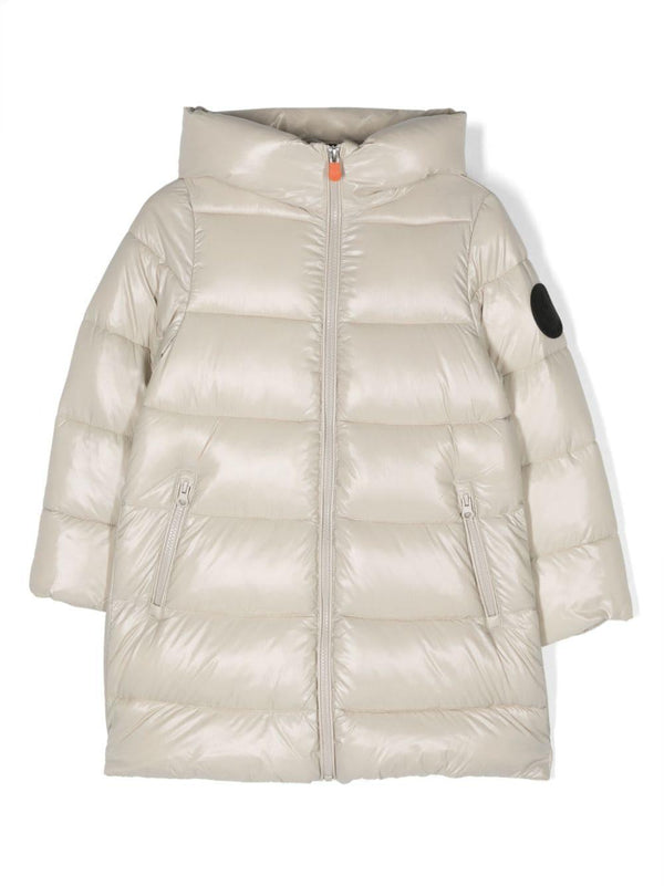 Piumino per bambina Save The Duck Kids bianco con finitura lucida – Accessorio premium elegante