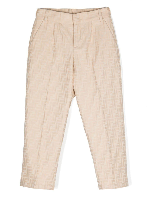 Pantalone classico per bambina Fendi Kids beige logato – Accessorio premium elegante