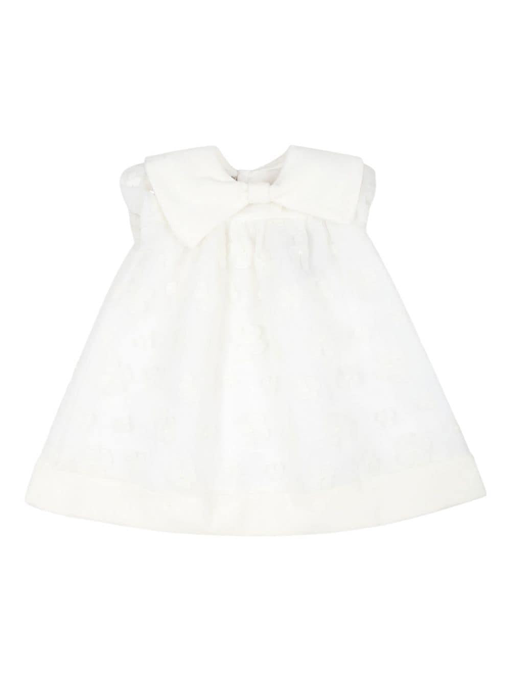Abito bianco per neonata con decorazione a fiocco La Stupenderia – Accessorio premium elegante