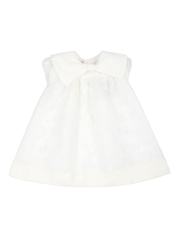 Abito bianco per neonata con decorazione a fiocco La Stupenderia – Accessorio premium elegante