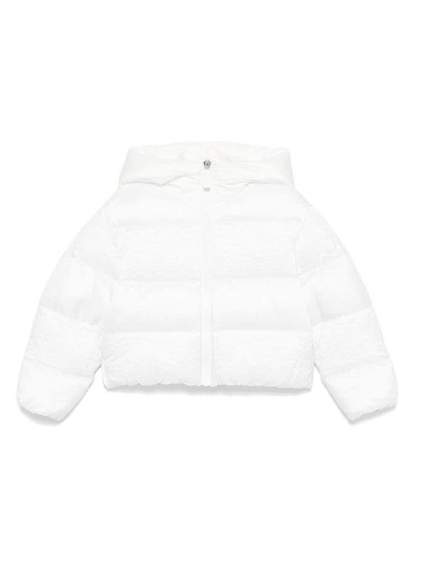 Giubbino con ricamo per bambina Moschino Kids bianco con design imbottito – Accessorio premium elegante