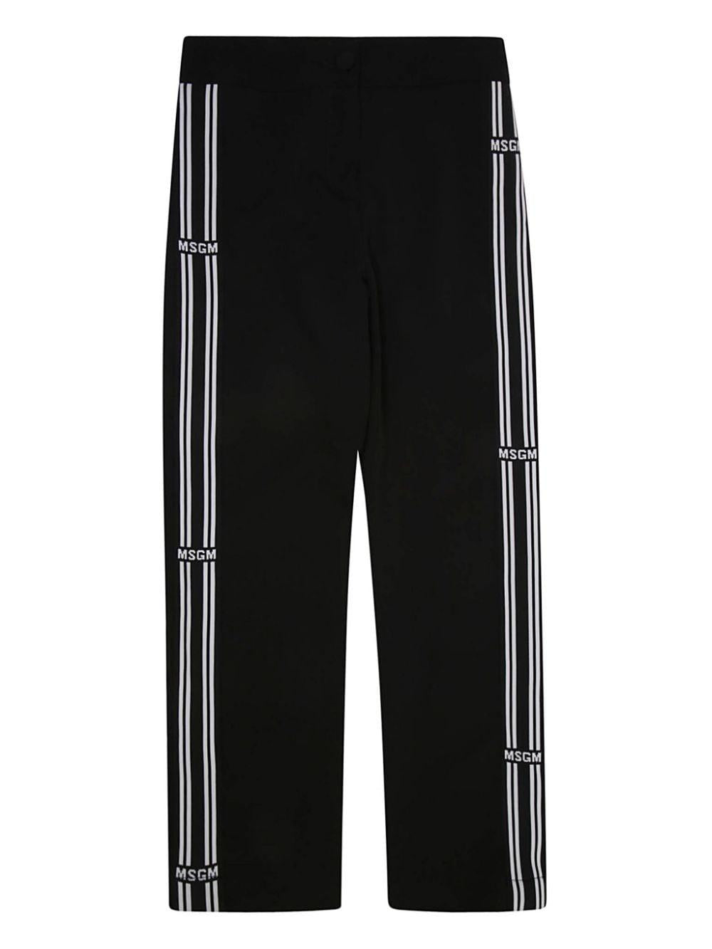 Pantaloni da tuta per bambina MSGM Kids nero con banda laterale – Accessorio premium elegante