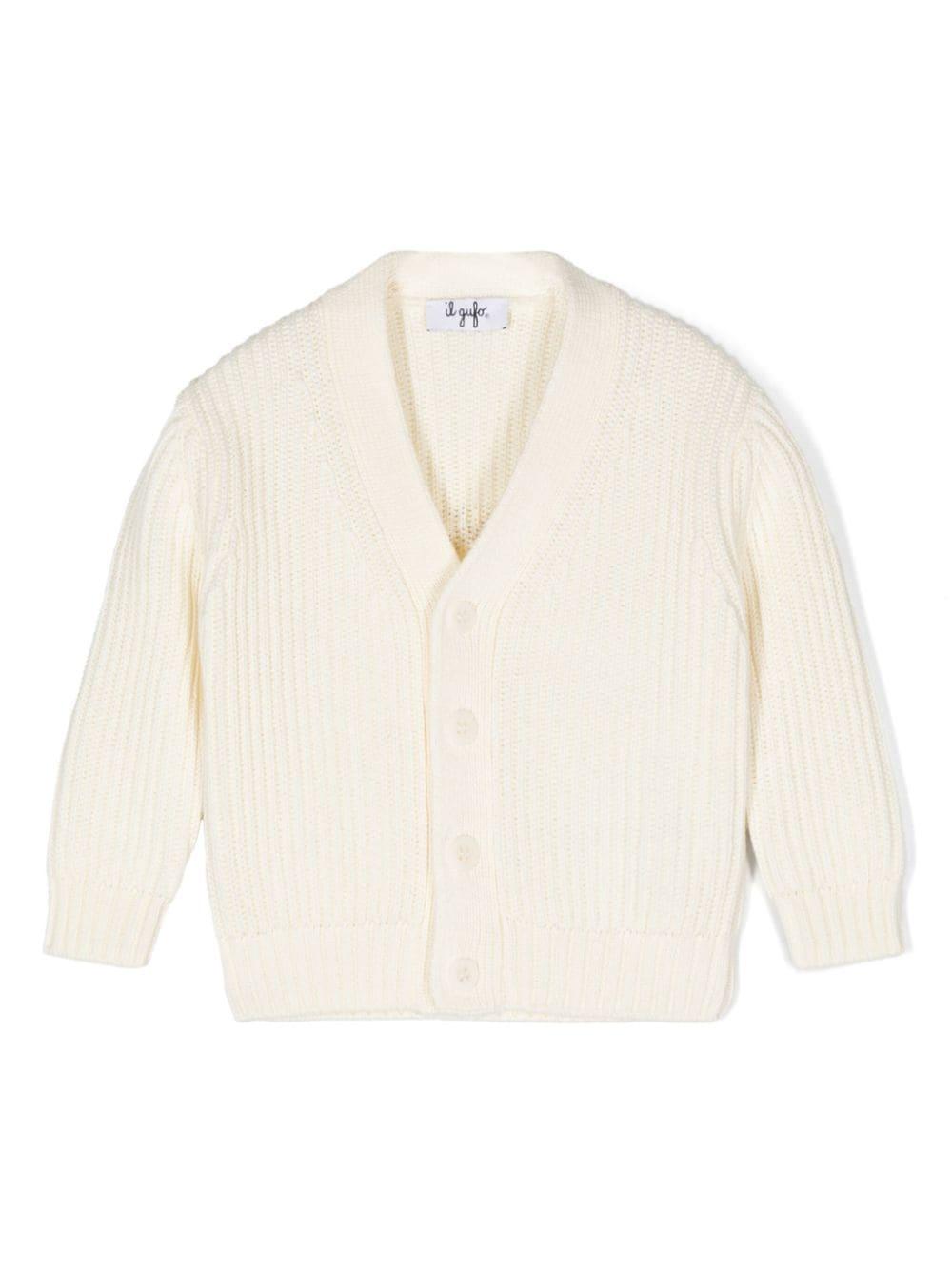 Cardigan a coste per neonato Il Gufo bianco con maniche lunghe – Accessorio premium elegante
