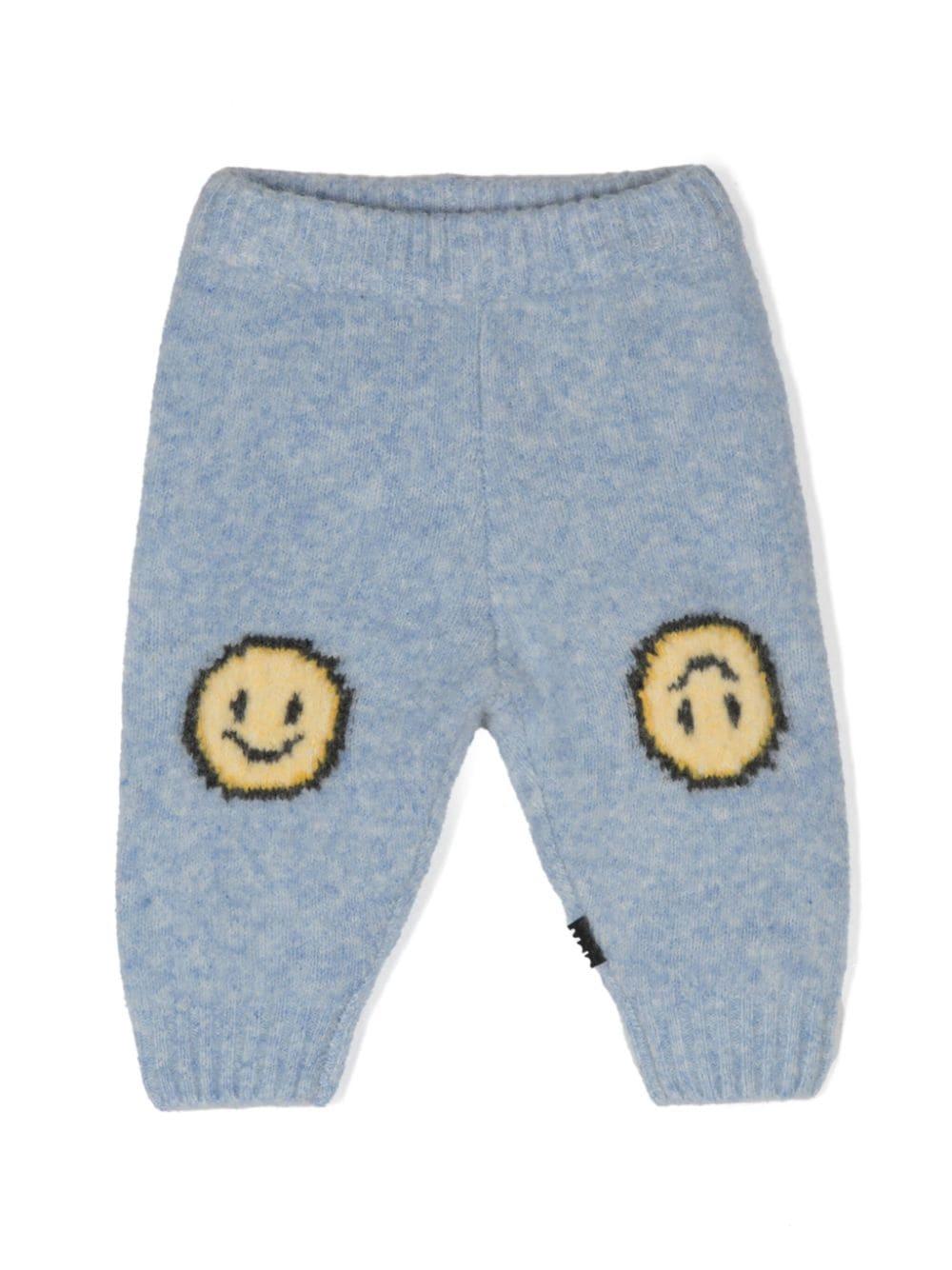 Pantaloni per neonati Molo Sol azzurro in misto lana con lavorazione a coste – Accessorio premium elegante