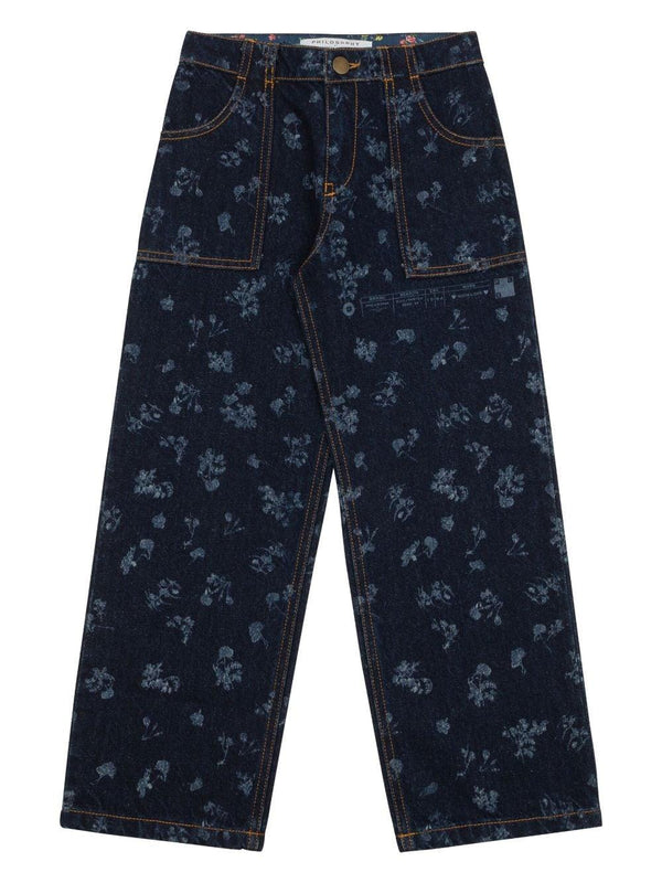 Jeans dritti per bambina Philosophy Di Lorenzo Serafini Kids in denim a fiori – Accessorio premium elegante