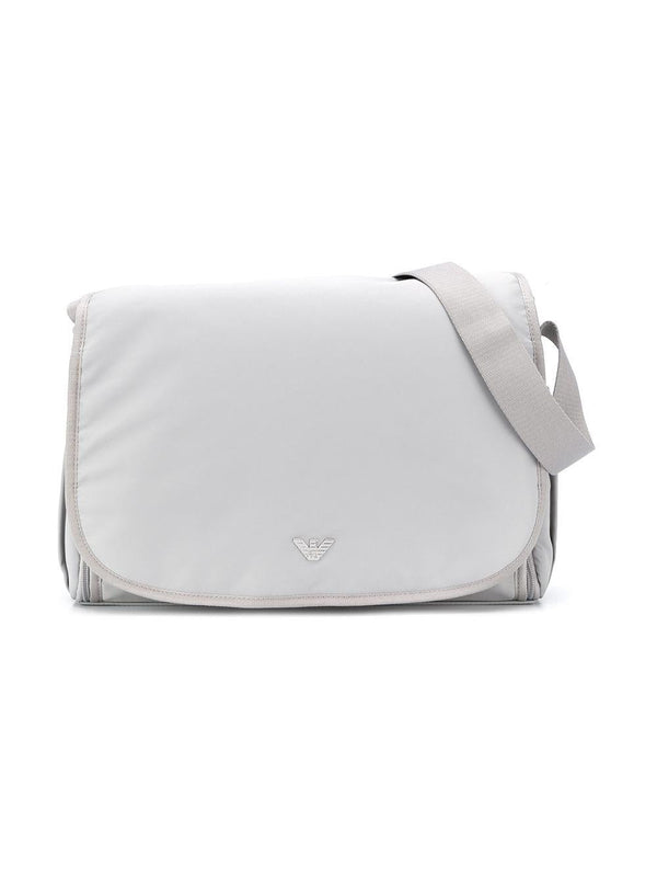 Borsa fasciatoio per neonati Emporio Armani Kids grigio con logo argento – Accessorio premium elegante