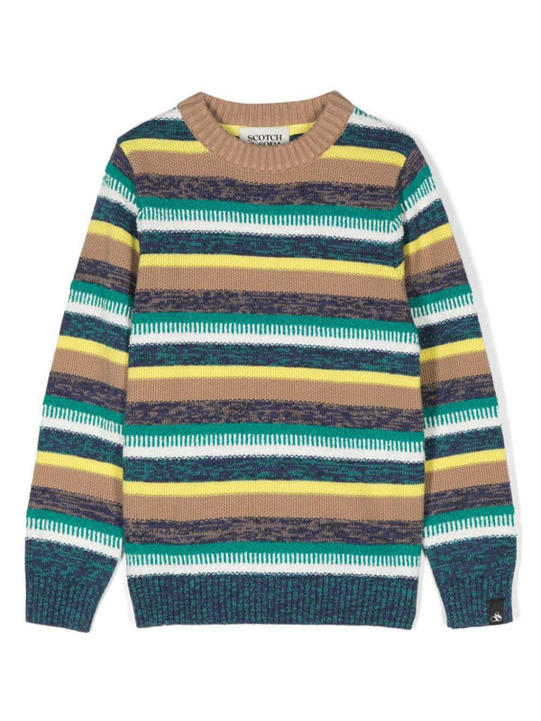 Maglione per bambino Scotch & Soda verde a righe orizzontali – Accessorio premium elegante