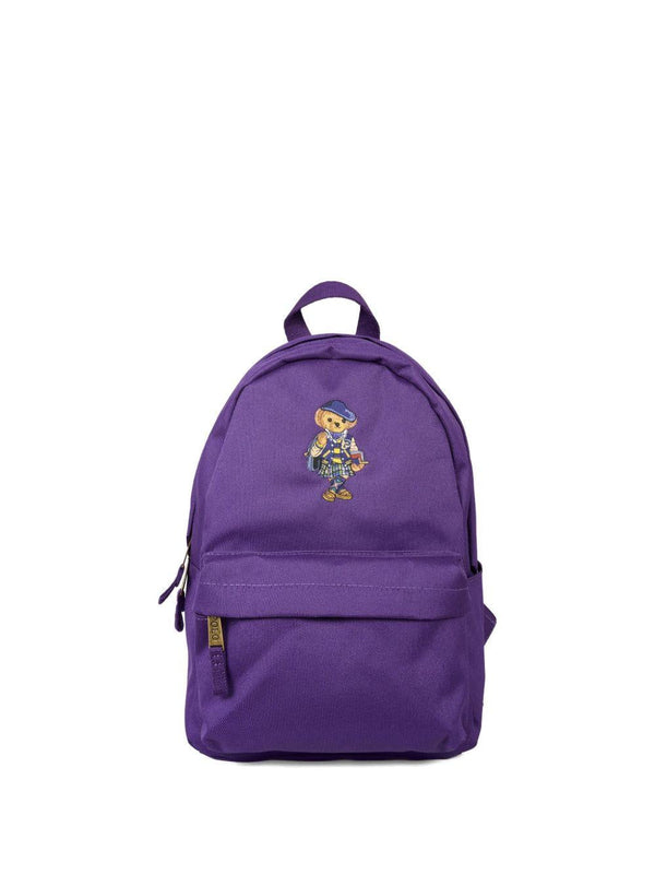 Zaino per bambina Polo Ralph Lauren Kids viola con motivo orso ricamato – Accessorio premium elegante