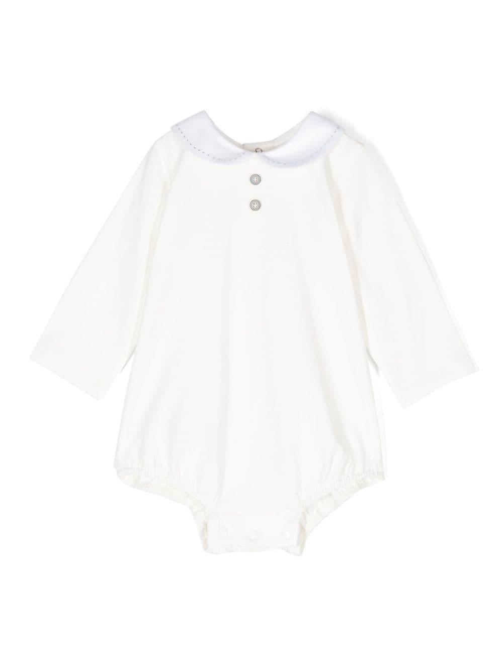 Body in cotone per neonata Paz Rodriguez bianco con cuciture decorative – Accessorio premium elegante