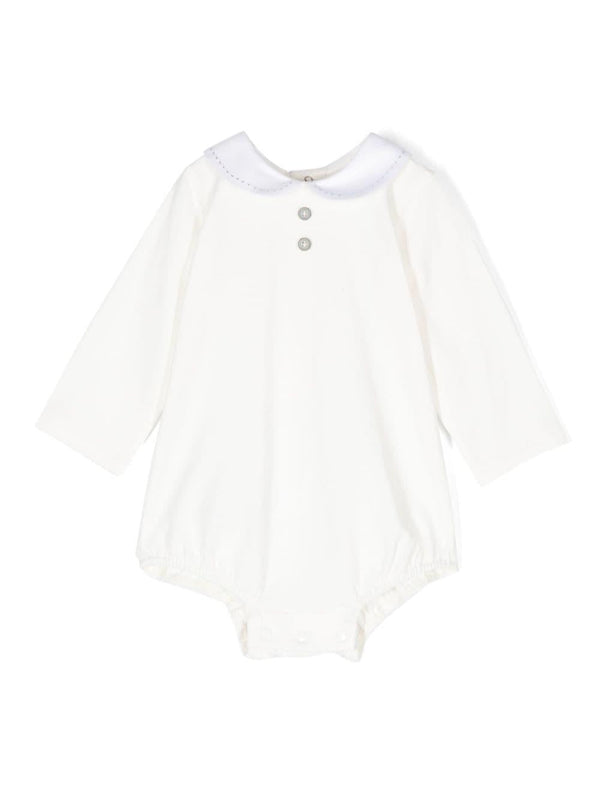 Body in cotone per neonata Paz Rodriguez bianco con cuciture decorative – Accessorio premium elegante