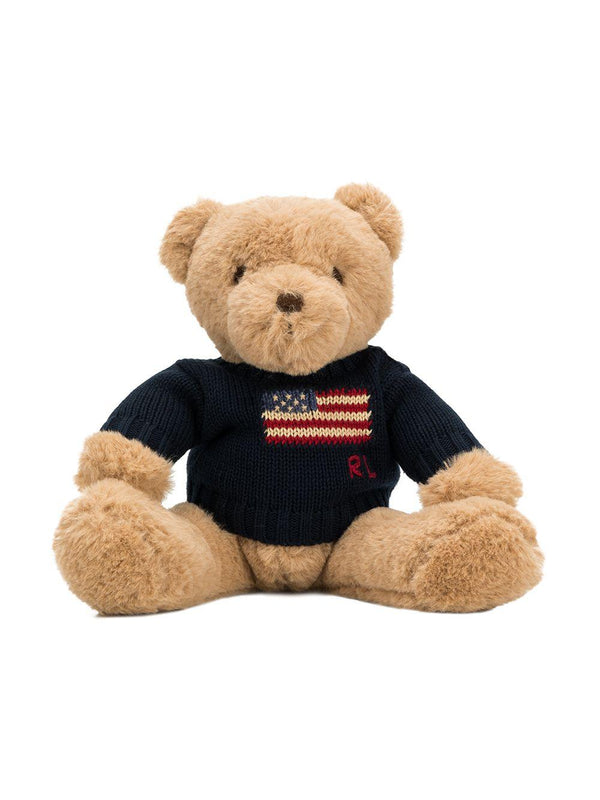 Orsetto Flag per neonati Polo Ralph Lauren Kids nero con logo intarsiato – Accessorio premium elegante