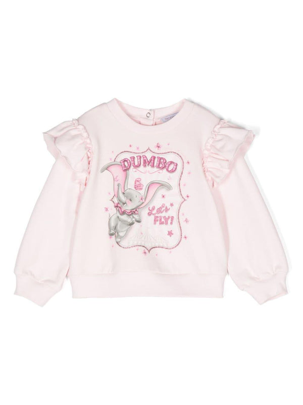 Felpa Romantic Circus con stampa per neonata Monnalisa con dettaglio con glitter – Accessorio premium elegante