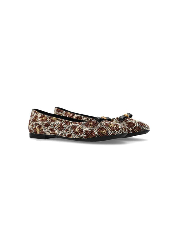Ballerina per bambina Versace Kids marrone con motivo animalier – Accessorio premium elegante