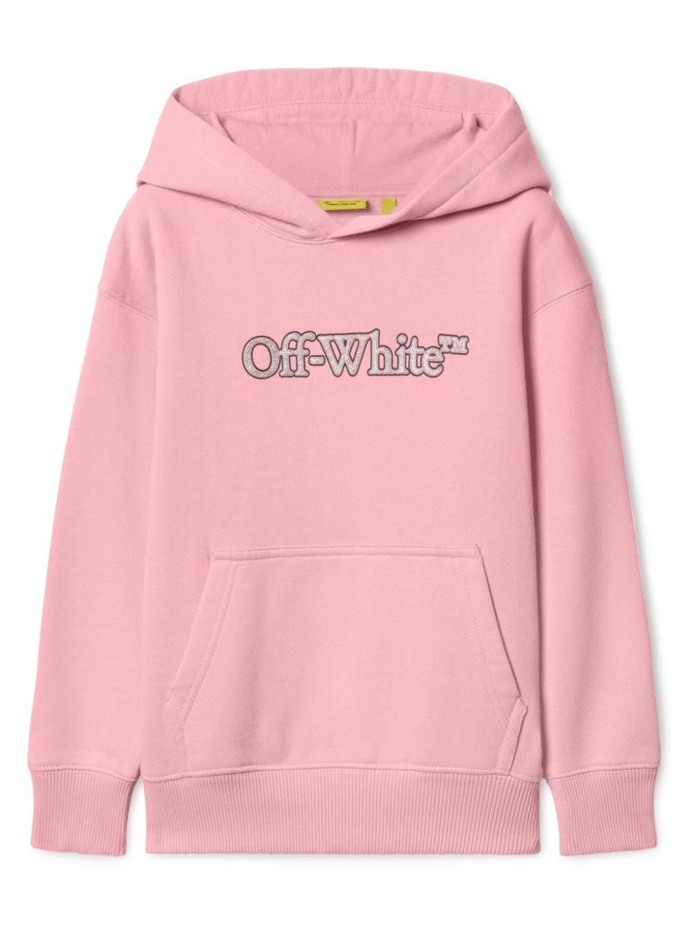 Felpa con cappuccio in cotone spesso Arrow per bambina Off-White Kids rosa con spalle scese – Accessorio premium elegante