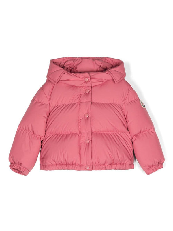Giubbino Laurie per neonata Moncler Enfant rosa con cappuccio – Accessorio premium elegante