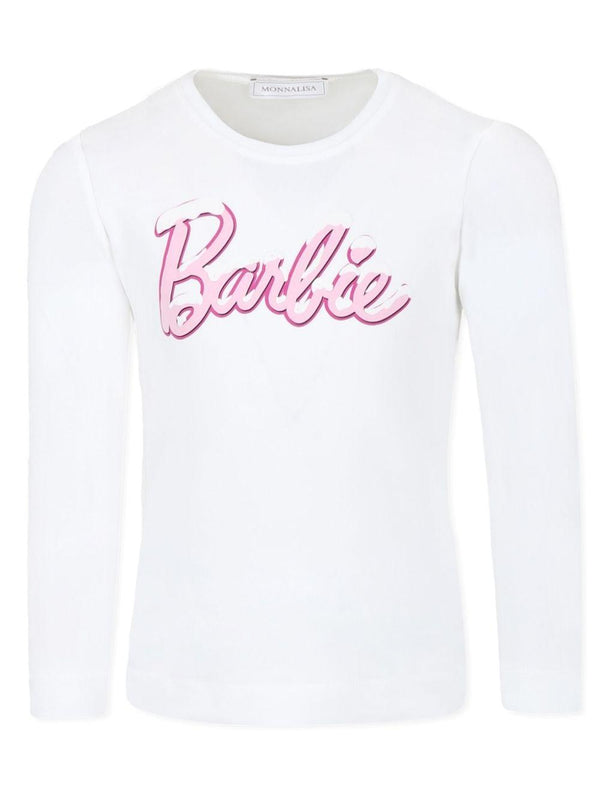 T-shirt per bambina Monnalisa x Barbie bianco a maniche lunghe – Accessorio premium elegante