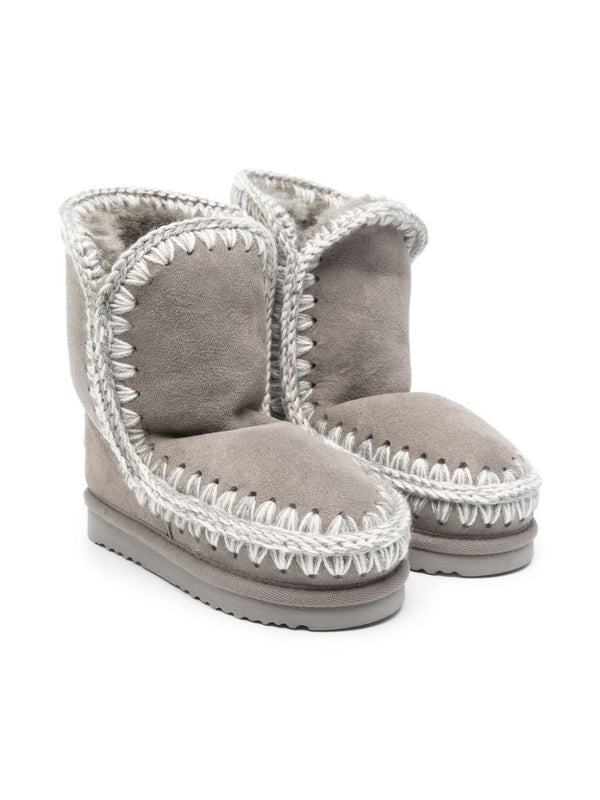 Stivali Eskimo 24 per bambina Mou Kids grigi con applicazione posteriore con logo – Accessorio premium elegante