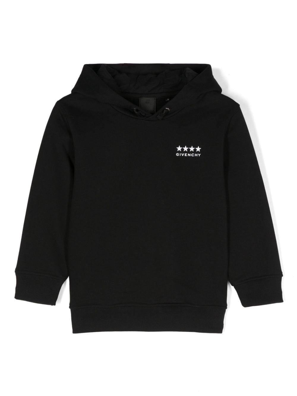 Felpa per bambino Givenchy Kids nero con cappuccio e stampa con logo sul petto – Accessorio premium elegante