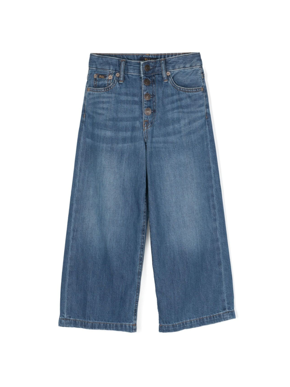 Jeans per bambina Ralph Lauren Kids in denim a gamba ampia con ricamo – Accessorio premium elegante