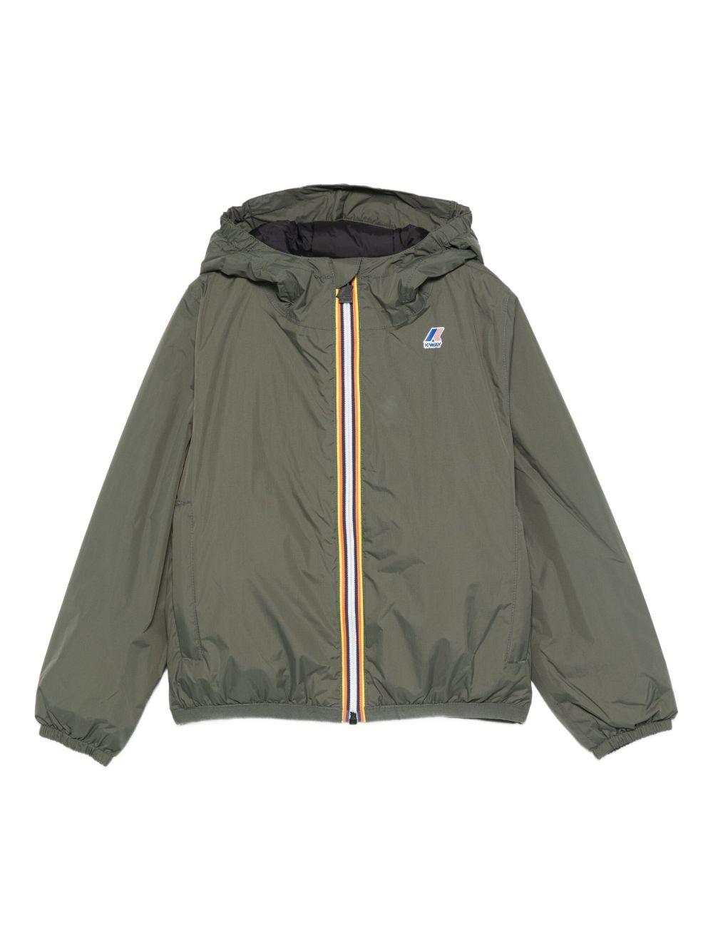 Giacca per bambino K Way Kids Le Vrai verde con dettagli a righe – Accessorio premium elegante