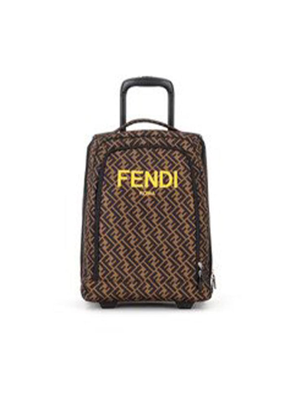Zaino Trolley per bambini Fendi Kids marrone con manico allungabile e logo ricamato – Accessorio premium elegante