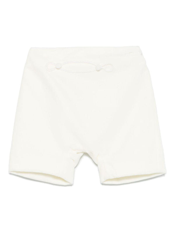 Shorts per neonato Jesurum Baby bianco in velluto con bottoni decorativi – Accessorio premium elegante
