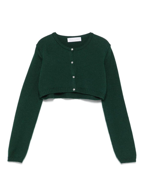 Cardigan crop per bambina Colorichiari verde con design lavorato a maglia – Accessorio premium elegante