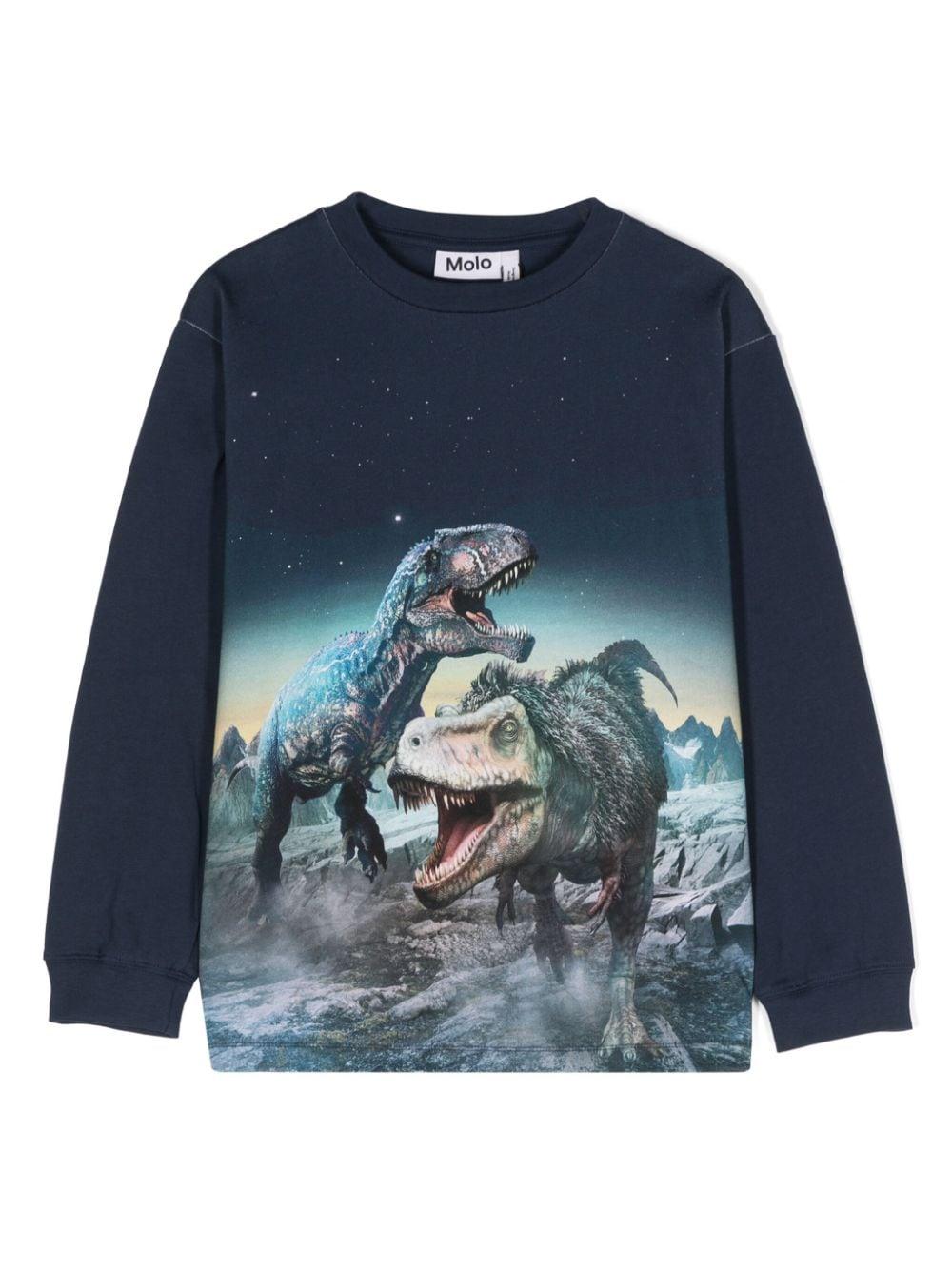 Felpa per bambino Molo Rube blu con stampa dinosauri – Accessorio premium elegante