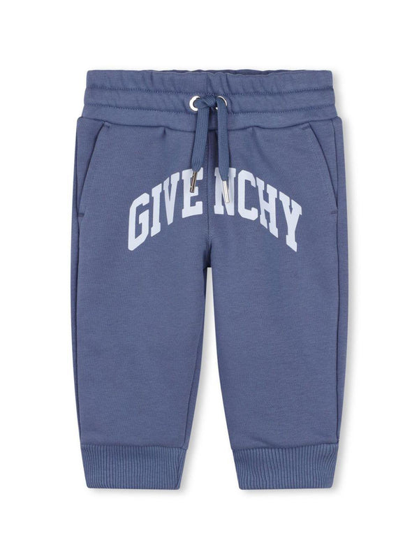 Pantaloni sportivi per neonati Givenchy Kids blu con coulisse e stampa ad arco bianco – Accessorio premium elegante