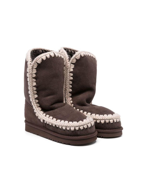 Stivali con cuciture a contrasto per bambina Mou Kids marrone con punta tonda – Accessorio premium elegante