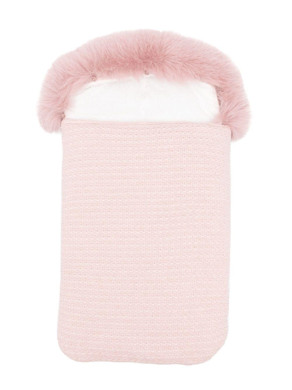 Sacco nanna per neonata Paz Rodriguez rosa con bordo in pelliccia – Accessorio premium elegante