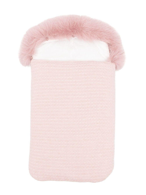 Sacco nanna per neonata Paz Rodriguez rosa con bordo in pelliccia – Accessorio premium elegante