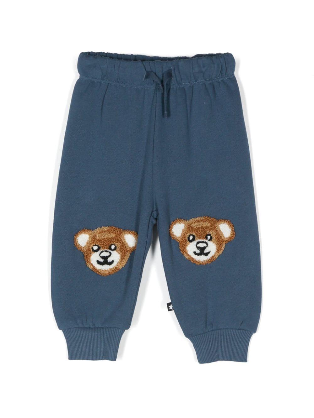 Pantaloni sportivi per neonato Molo blu con dettaglio orsetto sulle ginocchia – Accessorio premium elegante
