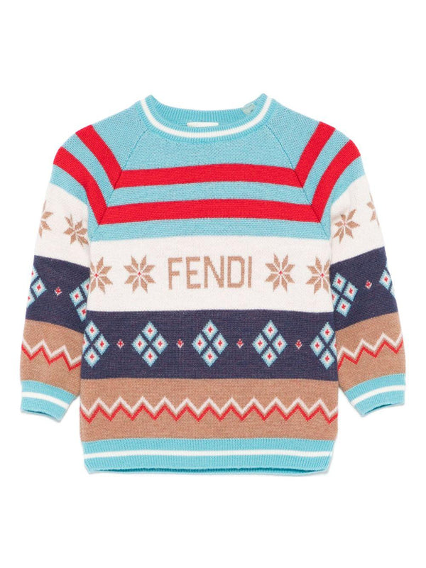 Maglione per neonati Fendi Kids multicolore con stampa all-over – Accessorio premium elegante