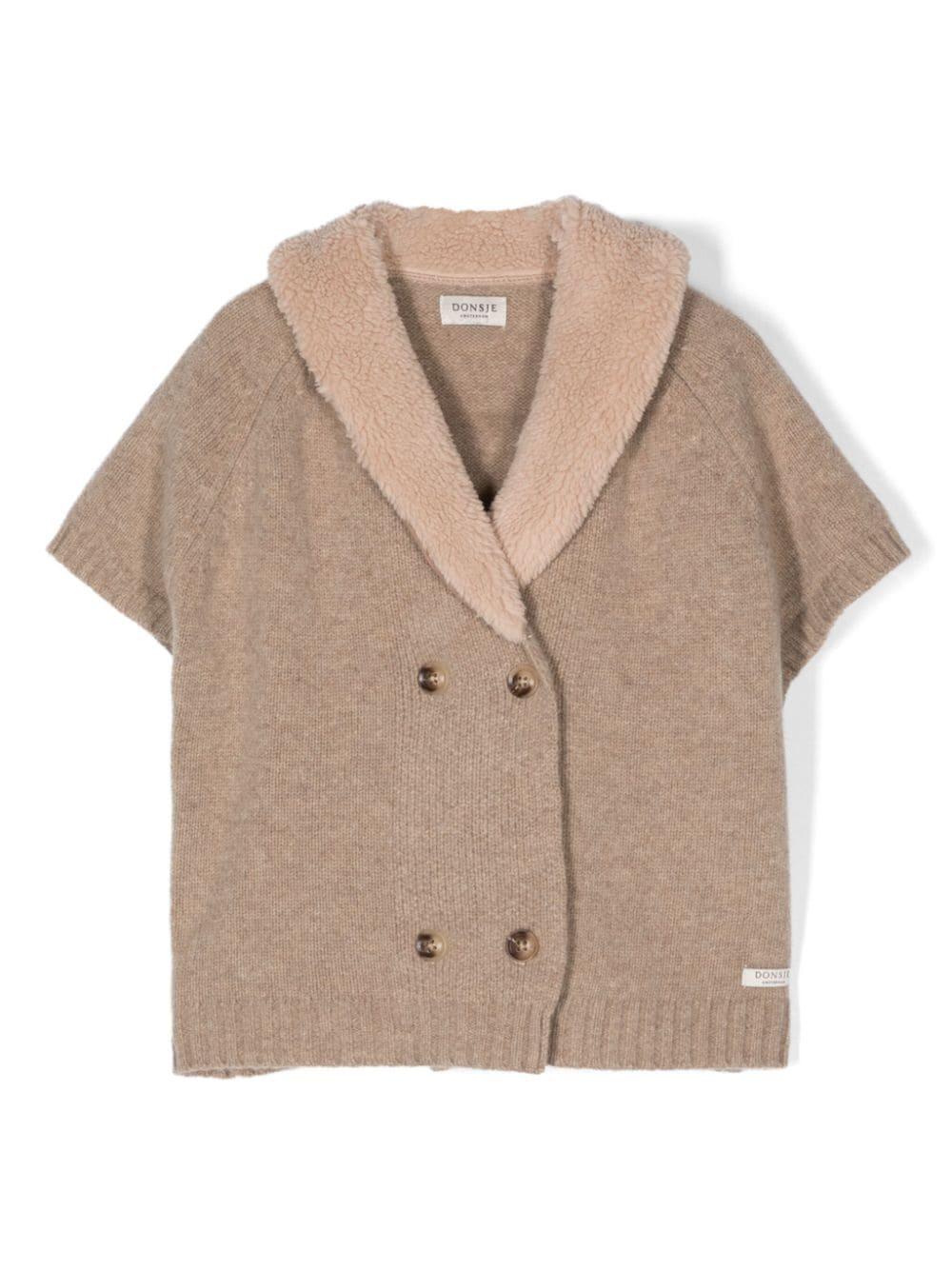 Camicia per bambina Donsje marrone con chiusura doppiopetto – Accessorio premium elegante