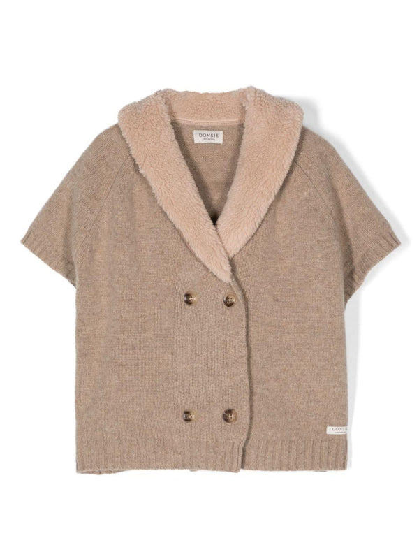 Camicia per bambina Donsje marrone con chiusura doppiopetto – Accessorio premium elegante