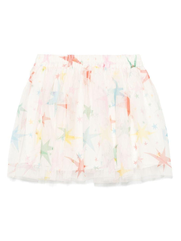 Gonna per bambina Stella McCartney Kids beige chiaro con stampa all-over in tulle – Accessorio premium elegante