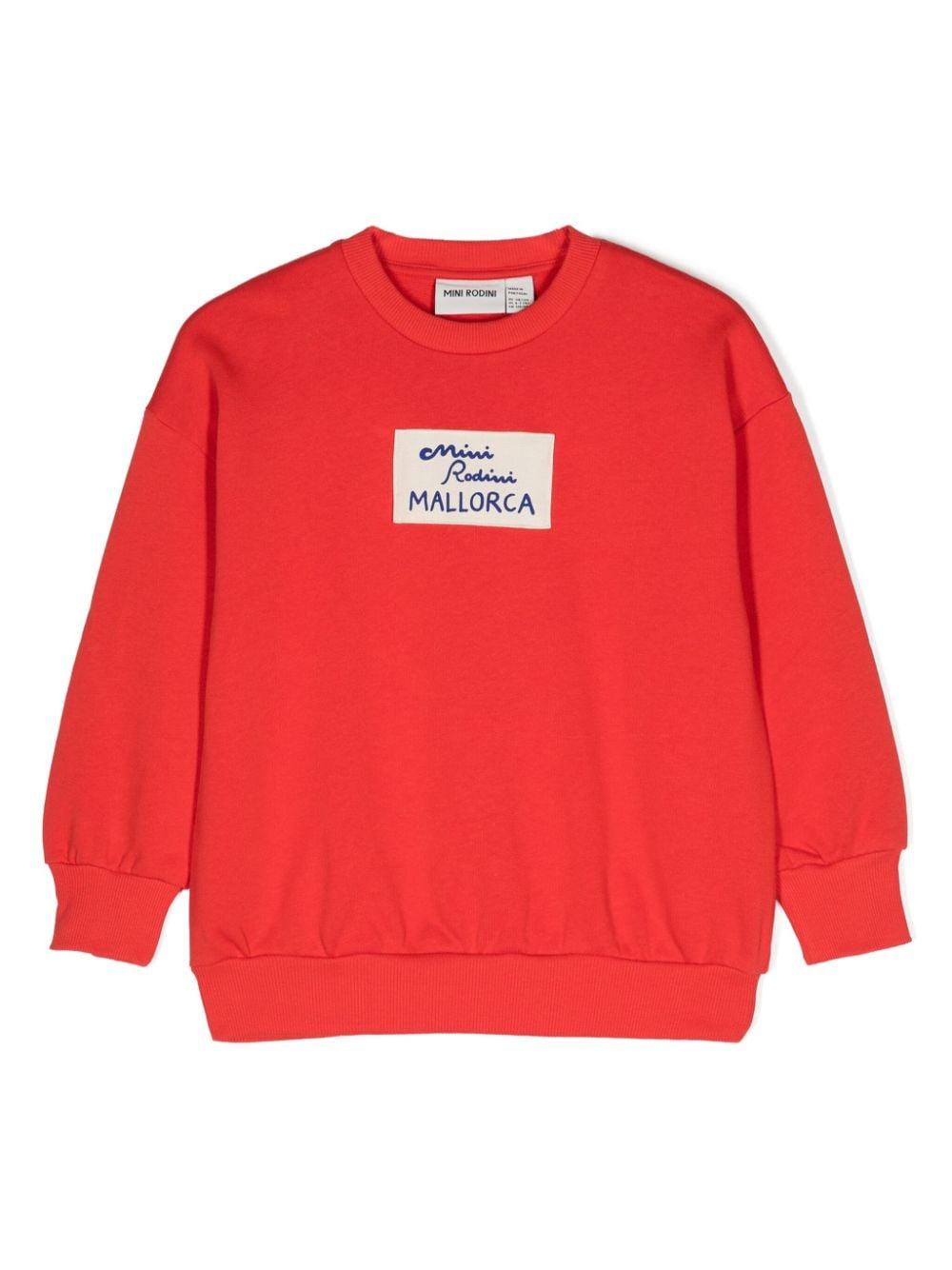 Felpa per bambina Mini Rodini rosso con applicazione Mallorca – Accessorio premium elegante