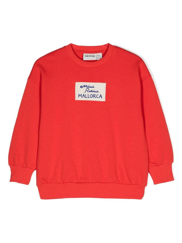 Felpa per bambina Mini Rodini rosso con applicazione Mallorca – Accessorio premium elegante