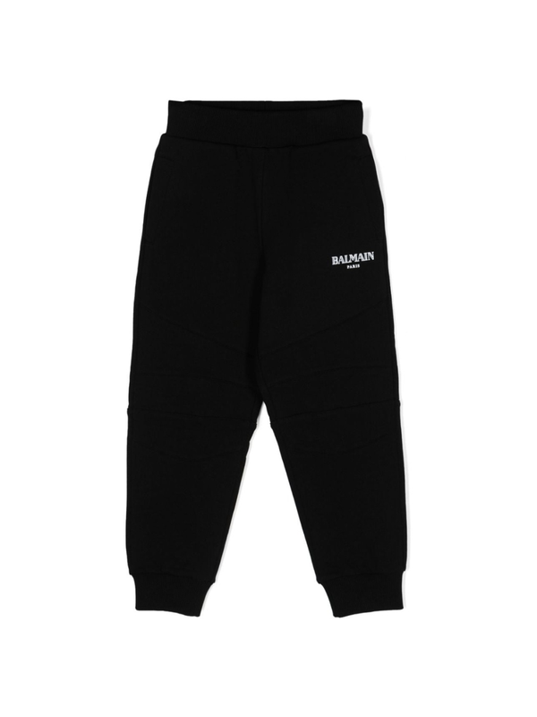 Pantaloni sportivi con stampa per bambino Balmain Kids nero con vita elasticizzata – Accessorio premium elegante