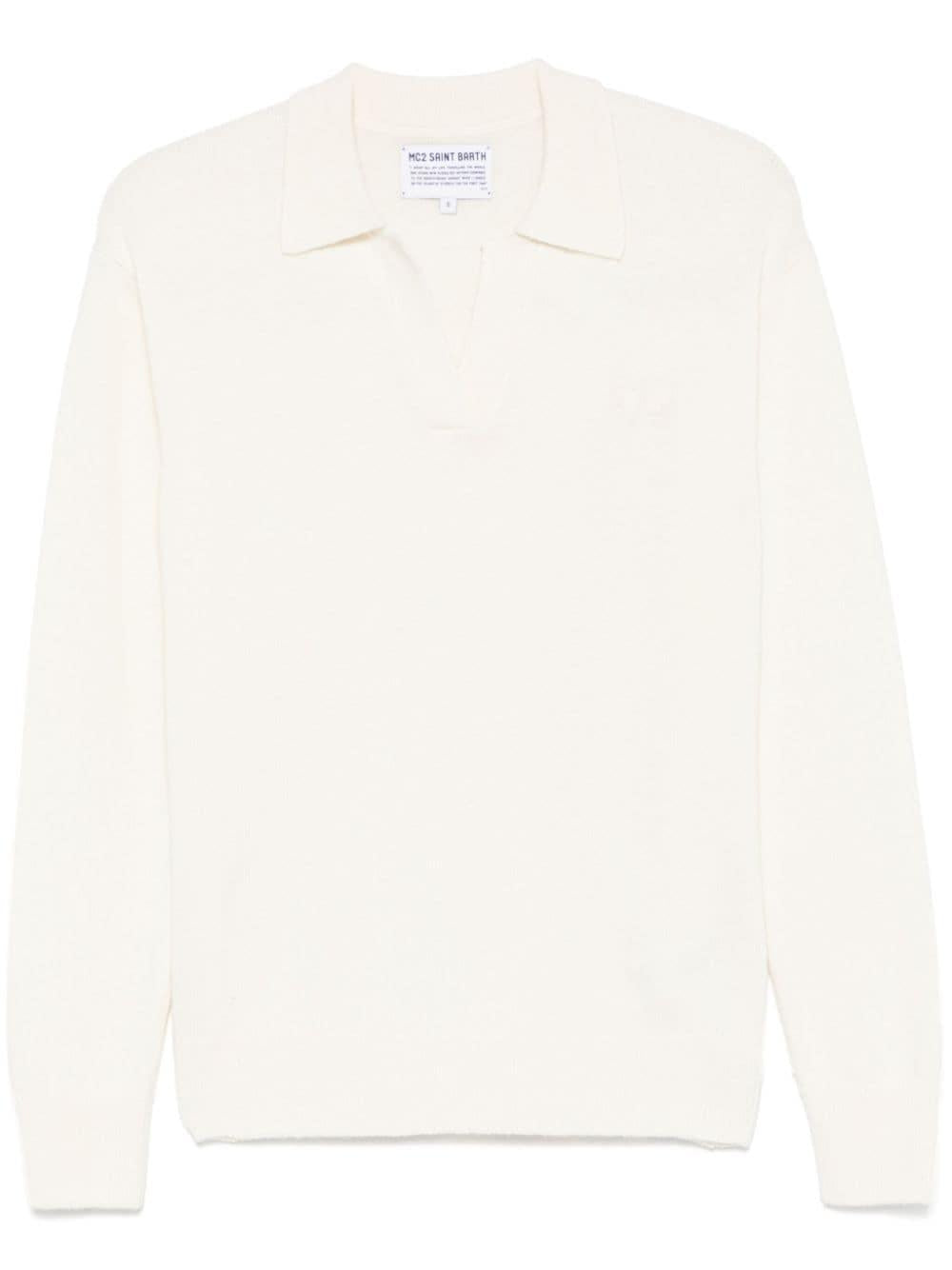 Maglione da donna MC2 Saint Barth Eze bianco con collo a polo – Accessorio premium elegante
