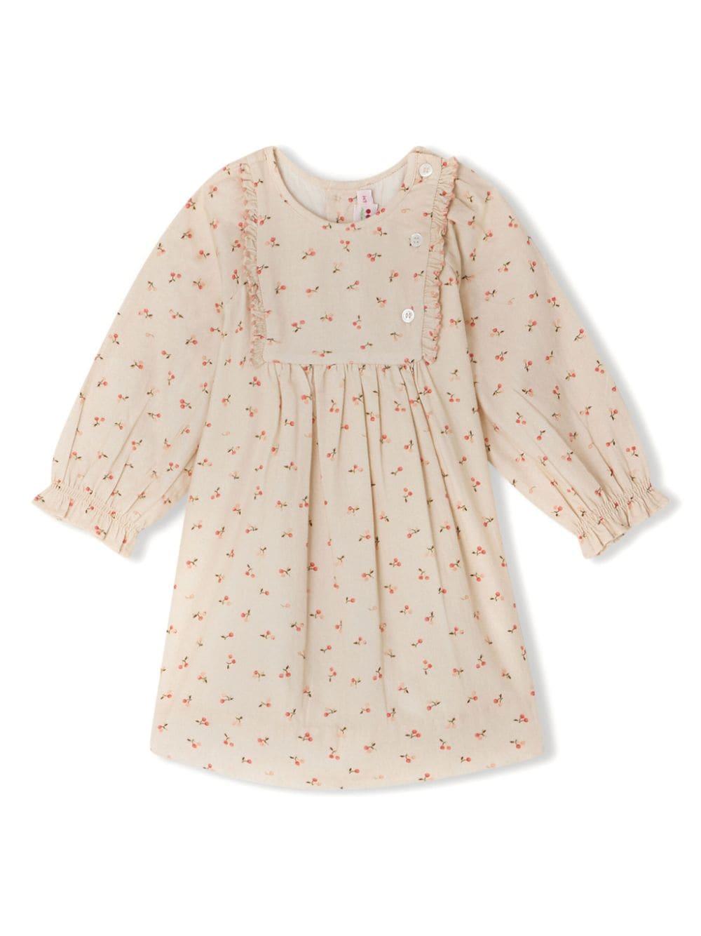Abito con stampa per neonato Bonpoint beige con gonna plissettata – Accessorio premium elegante