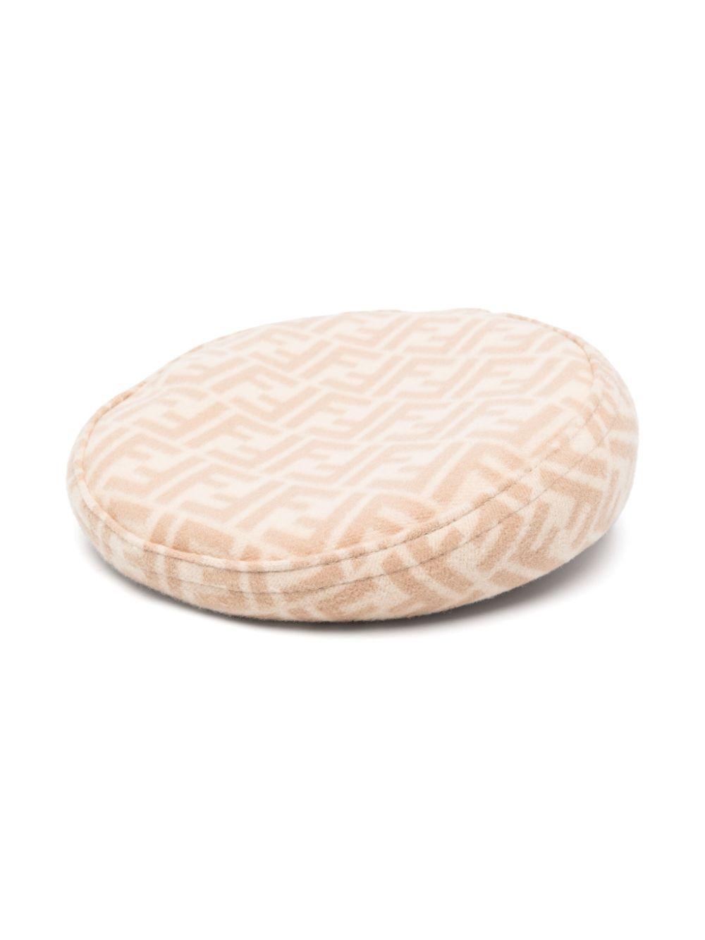 Cappello per bambina Fendi Kids beige con stampa monogramma FF – Accessorio premium elegante