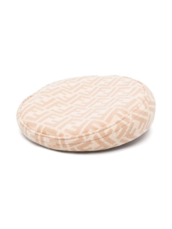 Cappello per bambina Fendi Kids beige con stampa monogramma FF – Accessorio premium elegante