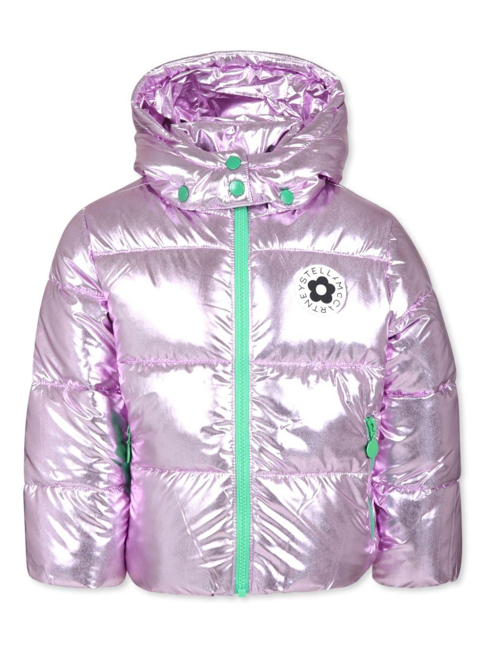 Piumino lilla per bambina con applicazione logo sul davanti Stella McCartney Kids – Accessorio premium elegante