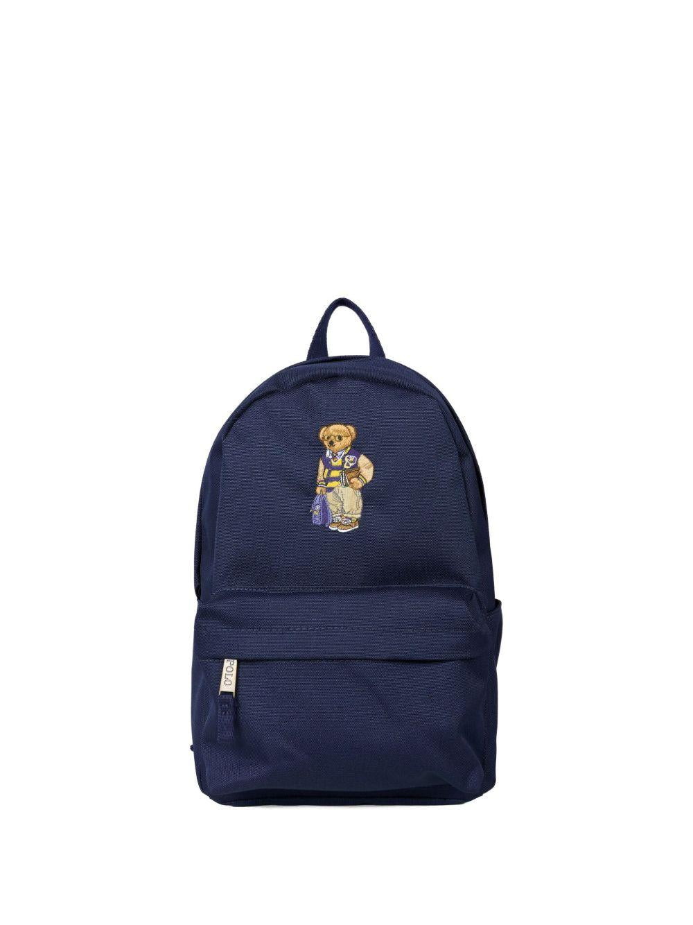 Zaino per bambino Polo Ralph Lauren Kids blu con orsetto ricamato – Accessorio premium elegante