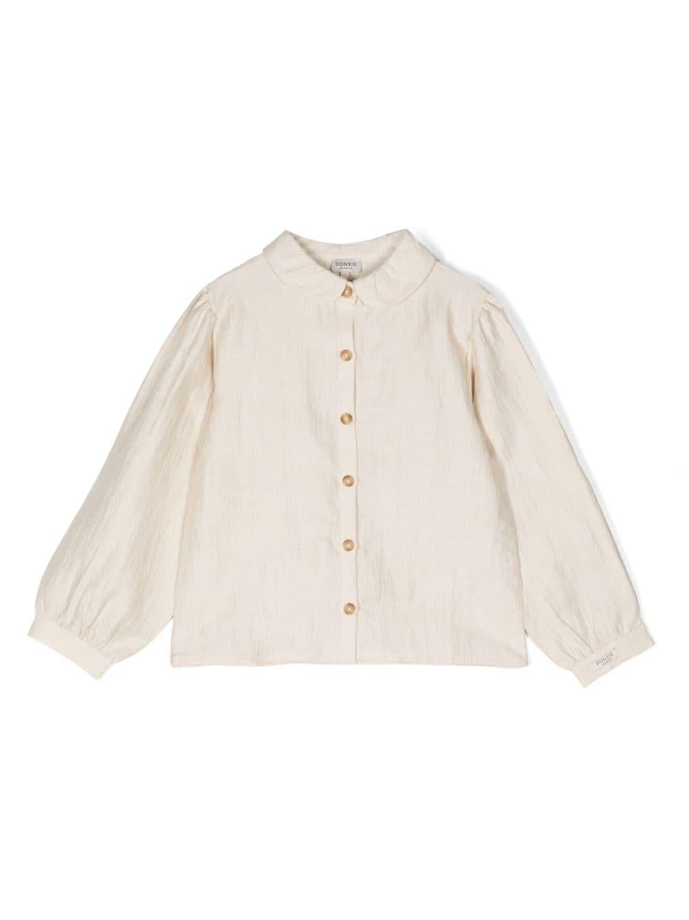 Camicia per bambina Donsje Ister beige con colletto con pettorina – Accessorio premium elegante