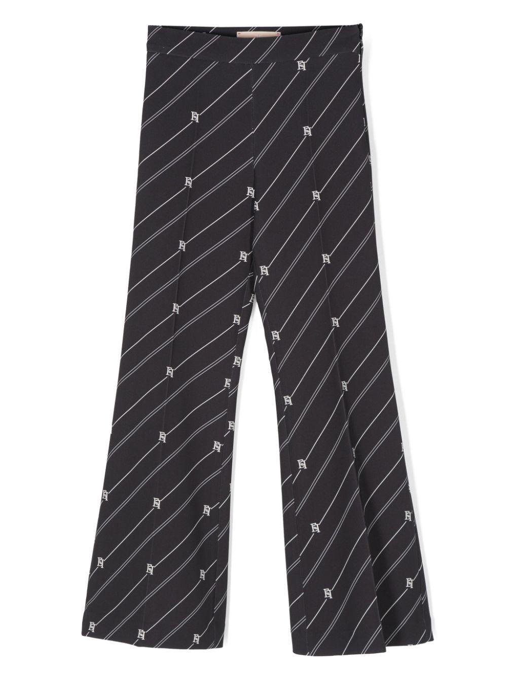 Pantaloni a righe per bambina Elisabetta Franchi La Mia Bambina nero con piega stirata – Accessorio premium elegante
