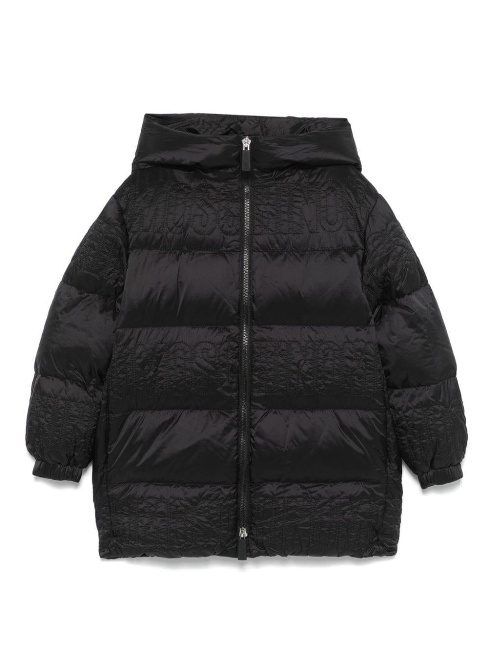 Giubbino con ricamo per bambina Moschino Kids nero con orli elasticizzati – Accessorio premium elegante