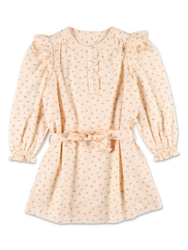 Abito Tosca con stampa per bambina Bonpoint rosa con scollo rotondo – Accessorio premium elegante